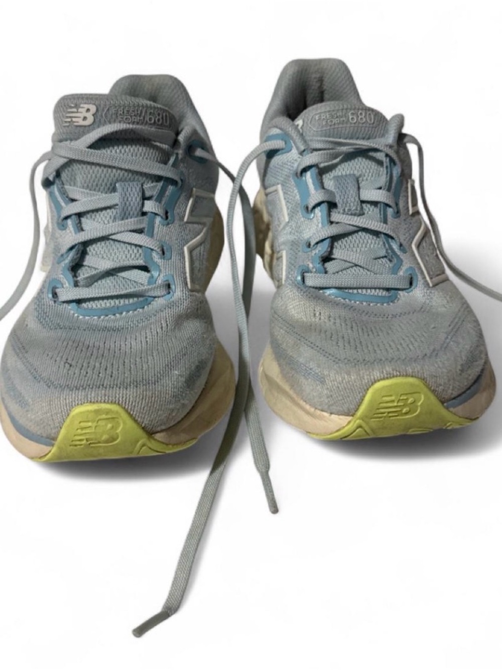 New Balance Women's Athletic Sneakers in Light Blue with Yellow Accents